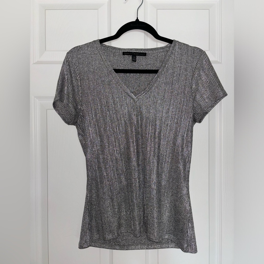 White House Black Market Women's Silver Blouse